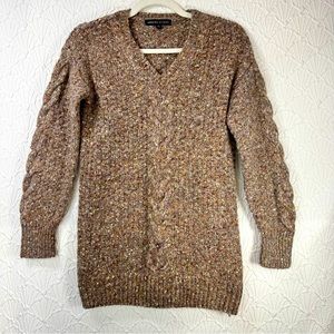 Adrienne Vittradini Womens Size S Oversize Multi-color Cable Knit Tunic Sweater